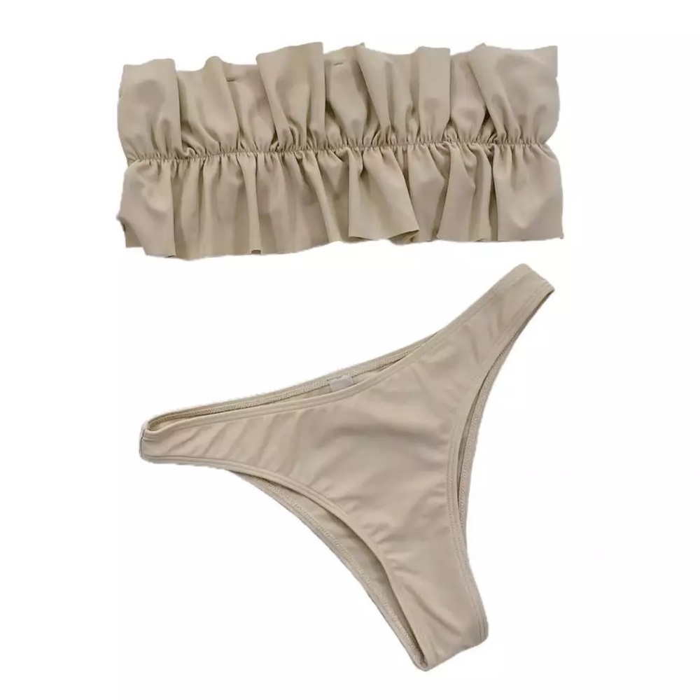 “Gia” Ruched Bandeau Bikini Set (Two Piece Bathing Suit) — Size Small or Medium